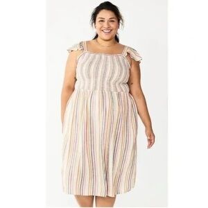 Sonoma | Smocked Multi Stripe Dress 4X NWT